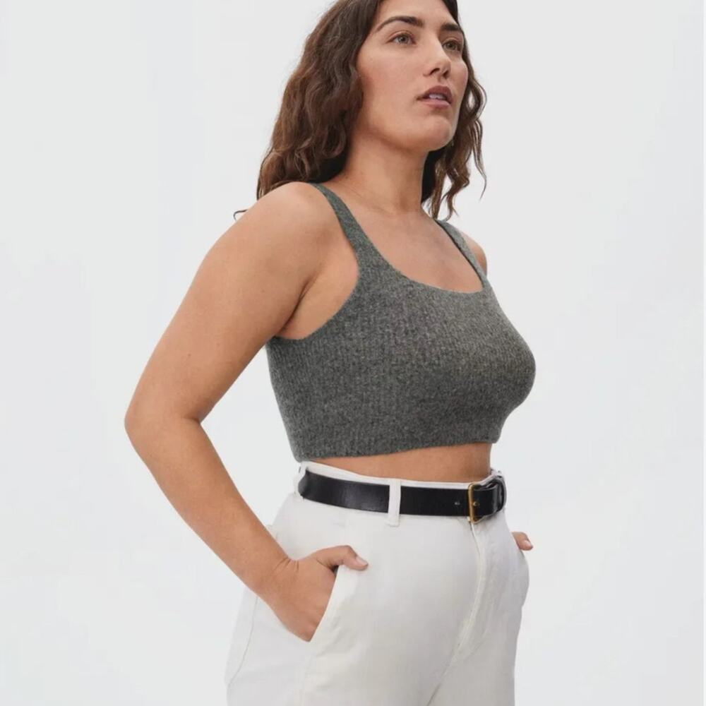 Everlane Wool‎ Blend Knit Crop Tank Top in Gray Size Medium NWT